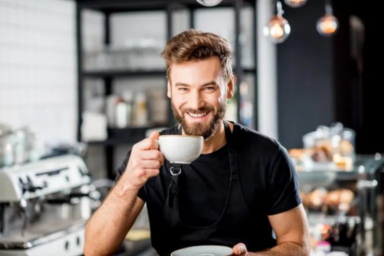 man drinking coffee in Raleigh